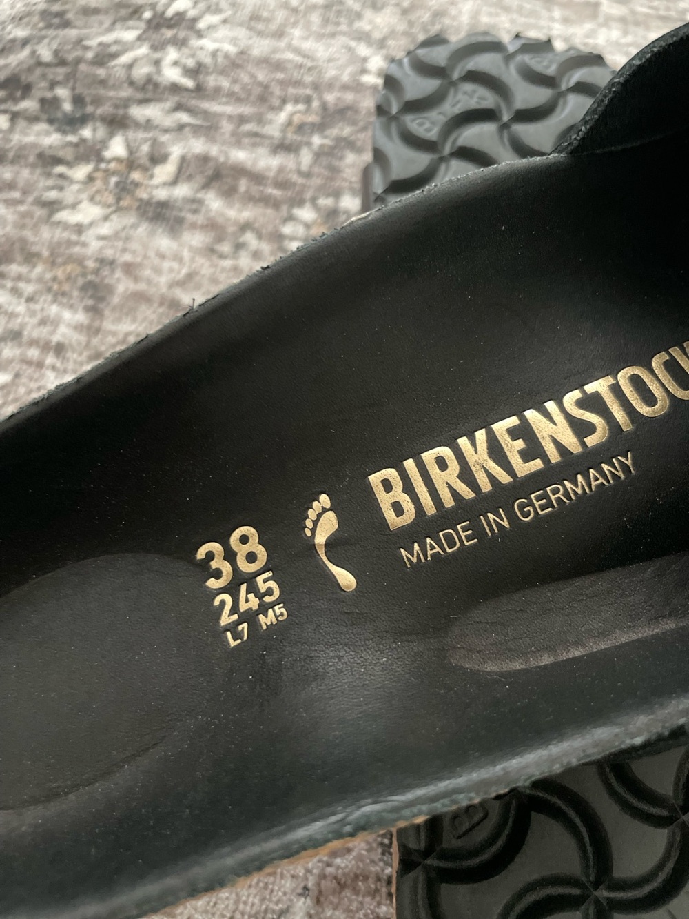 Birkenstock Madrid Big Buckle Slide High Shine Black Gold Size 7 - Picture 5 of 5